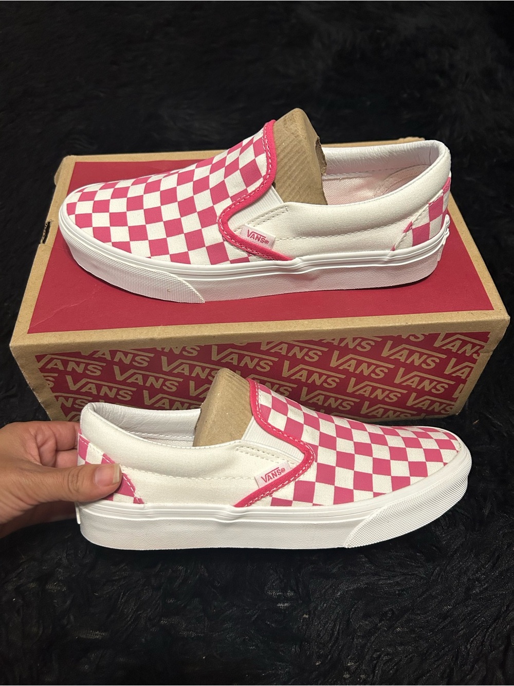 VANS off the wall checkerboard pink slip on shoes sneakers women’s 8 new - Picture 7 of 7